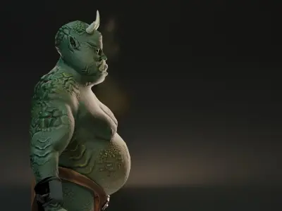 Ghoul creepy with horn Ready for game Low-poly 3D model