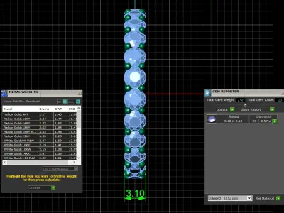 U Shaped Eternity Ring 3 point 1 mm stone size swiss 17 and EU57 3D print model