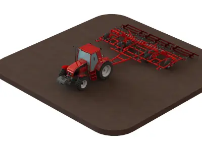 WG 0038 - Field cultivator 8m Low-poly 3D model