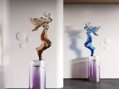 Modern crystal sculpture decoration 3D model 3D model