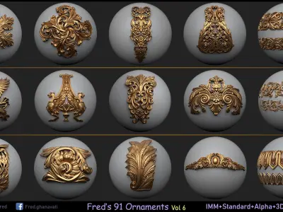 Fred ORNAMENT BRUSH Vol6 - IMM-3dModels-Alpha Low-poly 3D model