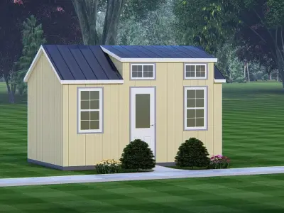 Barndominium Tiny House Exterior  Compact Barn Style Modern Home 3D model