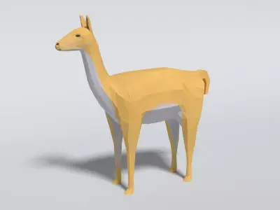 Low Poly Cartoon Llama Guanaco Low-poly 3D model