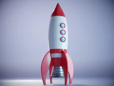 Rocket on the moon PBR Low-poly 3D model