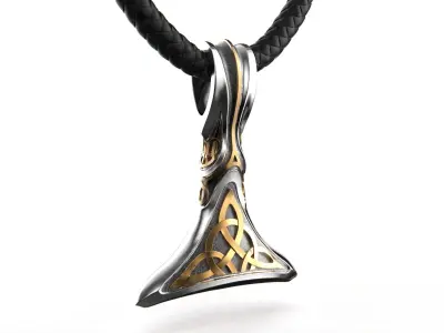 Viking hammer pendant with celtic ornament 3D print model