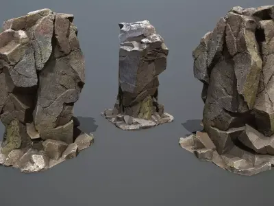 cliff rocks Low-poly 3D model