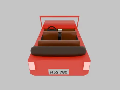 Bright Red Stylized Low-Poly Game Ready Stylized Convertible Low-poly 3D model