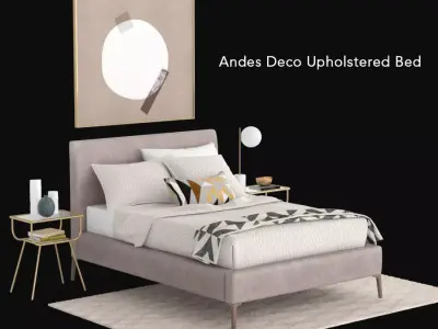 west elm Andes Deco Upholstered Bed 3D model