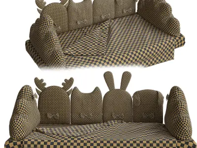 baby kid mattress with toys 3d model Low-poly 3D model