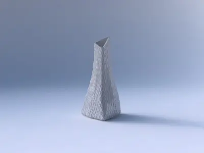 Vase grounded tilted triangle with diagonal grid plates 3D print model