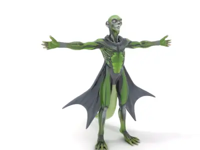 Alien Reptile Creature with Cape Model Pack Low-poly 3D model