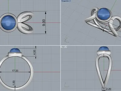 Cabochon ring model 516 3D print model
