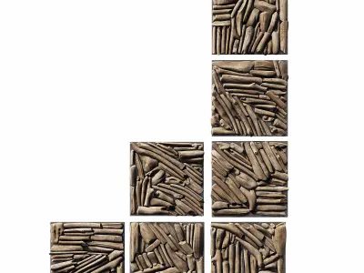 Rectangle  panel branch splinter Big n2 3D model