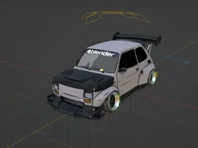 Toon style Fiat polski Drift spec eevee Low-poly 3D model