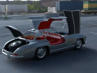 Fully Modelled Rigged Mercedes 300SL Gullwing HDRI 3D model