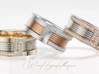 Eclipse Line Ring Luxury Unisex Diamond Band  3D Jewelry Model  3D print model