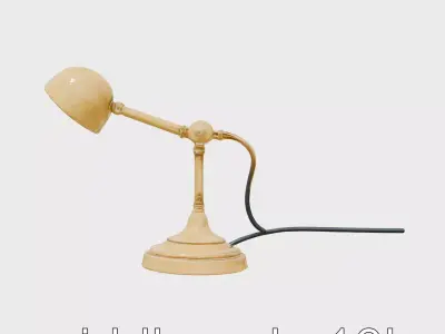 Antique Brass Desk Lamp with Porcelain Knobs Low-poly 3D model