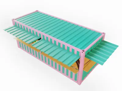 V1 Mobile shipping container restaurant Container Cafe 3D model