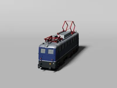 Blue German electric locomotive 3D model