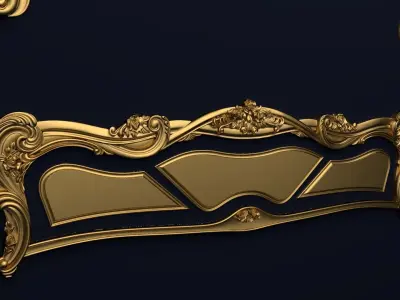 Classic Carved Bed 3D model 01 3D model