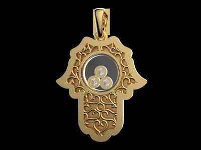 Hamsa Pendant with Diamonds Luxury Gold 3D Jewelry Model 3D print model