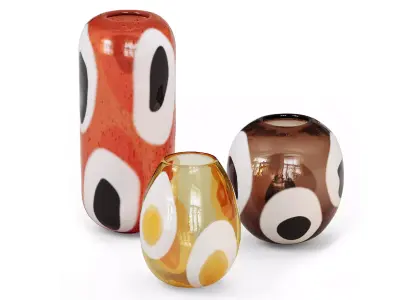 Set of colored glass vases j-line 3D model