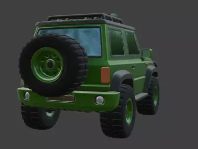 cartoon green jeep for 3D Printing 3D print model
