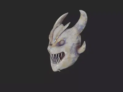 Stylized Demon Head Low-poly 3D model