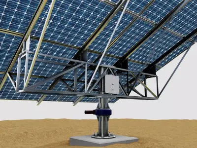 Solar Tracker Pole-2x4 Panel Layout-SOLAR-SIM V01 Low-poly 3D model