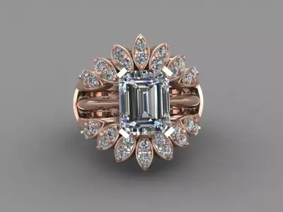 Rose Gold Women Diamond Ring 3D print model 3D print model 4