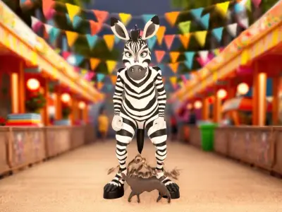 Cheerful Zebra Character model pack Low-poly 3D model