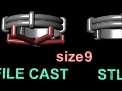 Rope Style Fashion Band Ring Size9 3D print model