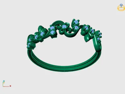 Women Ring Diamond Stone STL 3DM Lightweight Printable 3D print model 78
