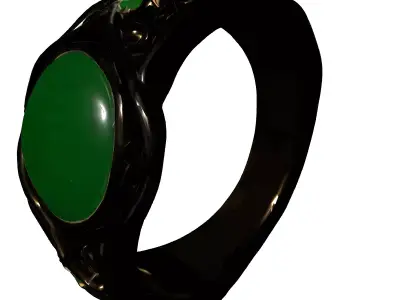 Ornate Gold Jade Gemstone Ring Low-poly 3D model