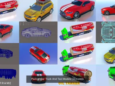Pack of Car Truck And Taxi Models