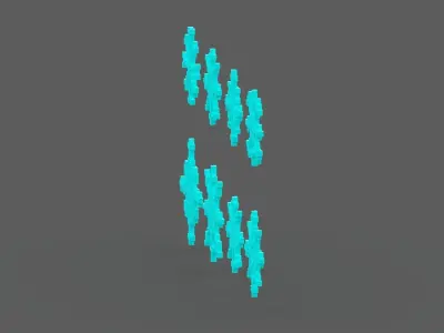 Pixel Snowflake Icon Set Low-poly 3D model