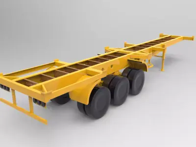 Old Trailer Container Carrier Low-poly 3D model