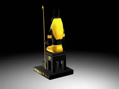 Egyptian god Anubis Sculpture Figure Low-poly 3D model