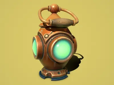 Fantasy bronze lamp Low-poly 3D model