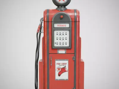 Gas Pump - Texaco 60s Used Low-poly 3D model