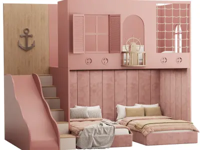 Bunk bed for children 4 3D model
