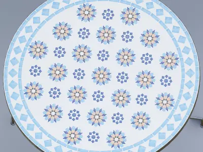 Moroccan round mosaic table Low-poly 3D model