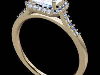 Dainty Emerald Halo Engagement Ring 3D print model