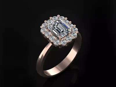 Emerald Ring 3D print model 5