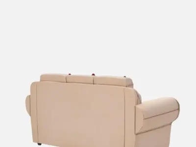 Beige and red leather furniture 3D model