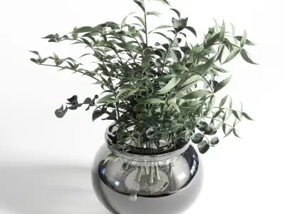 Bouquet 15 vase glass Low-poly 3D model