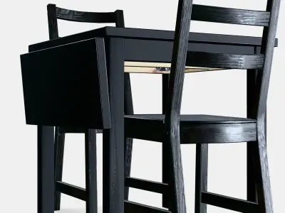 NORDVIKEN - NORDVIKEN table and 2 chairs Low-poly 3D model