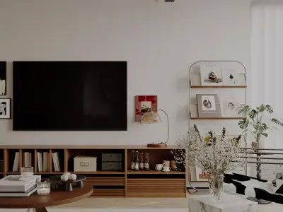 Modern living room dining room interior scenes 138 3D model