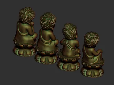 Four baby buddhas 3D print model