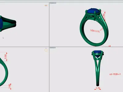 Split Shank Round Center Stone Engagement Ring 3D print model